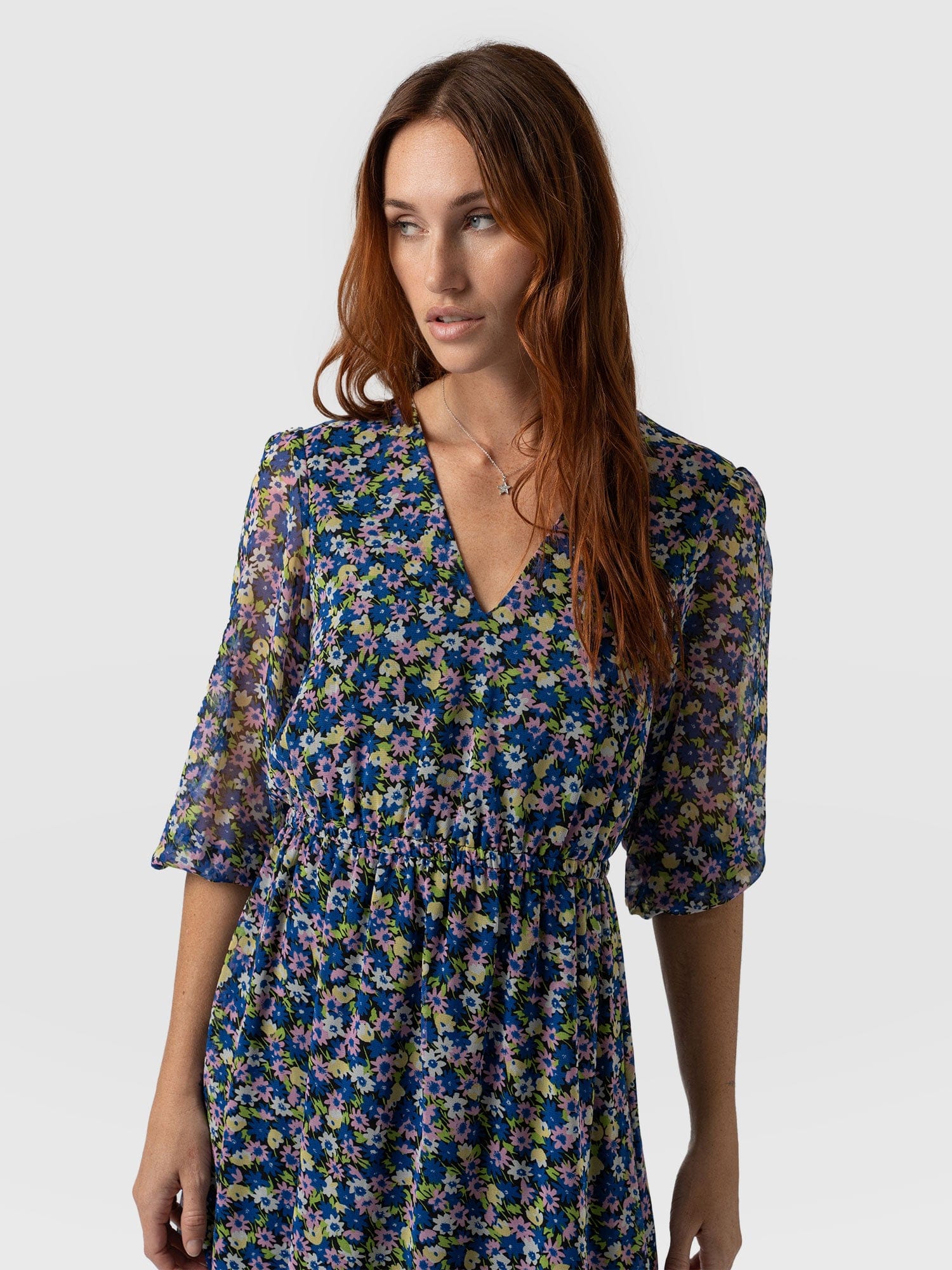 Portland Dress Blue Posy - Women's Dresses | Saint + Sofia® USA